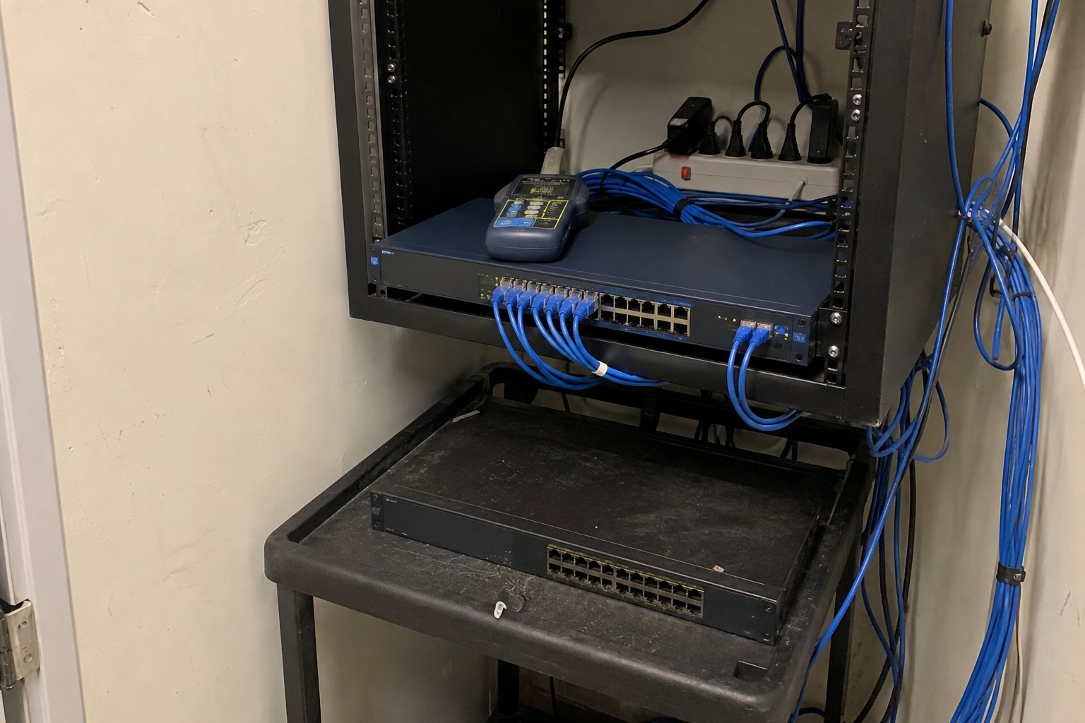 new office switching equipment and patch cables during a network update