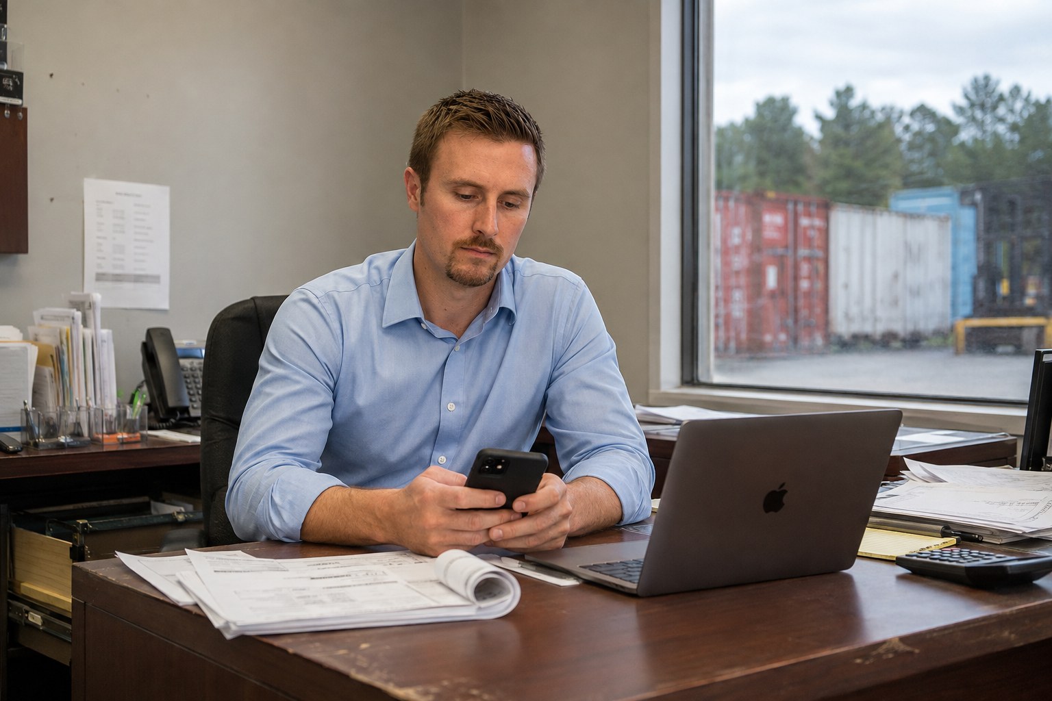 checking a mobile website inquiry flow in an equipment-sales office