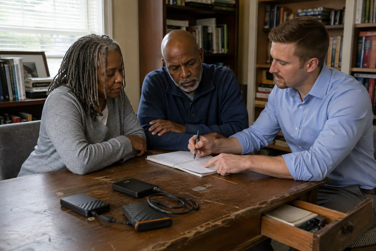 Identifying backup locations before organizing older files.