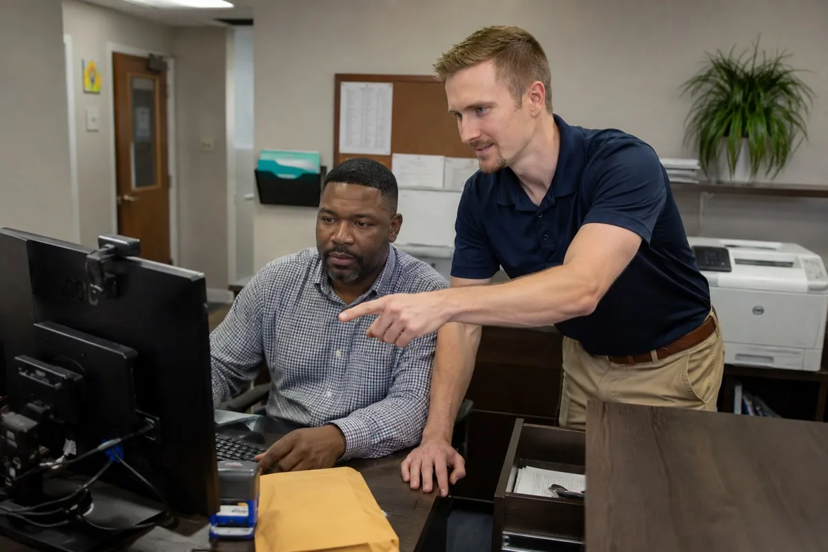 Setting up the right mailbox on an office workstation.