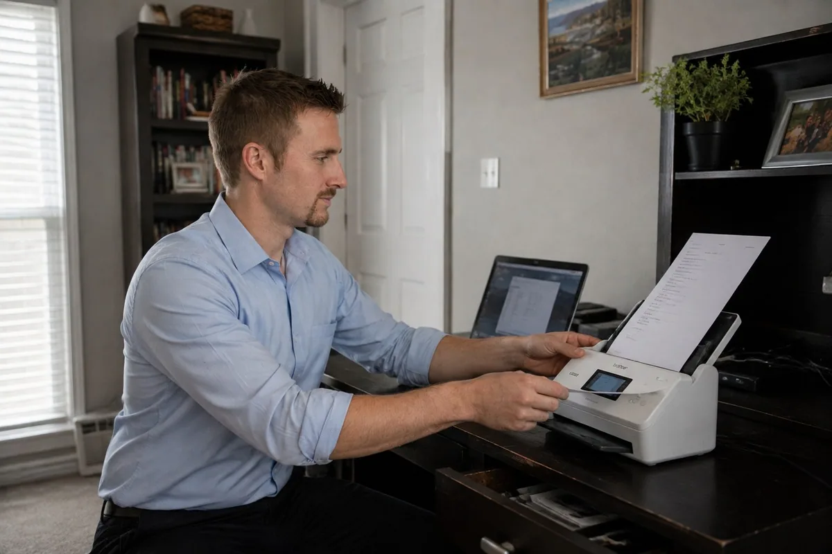 Testing the scanner and checking the saved document.