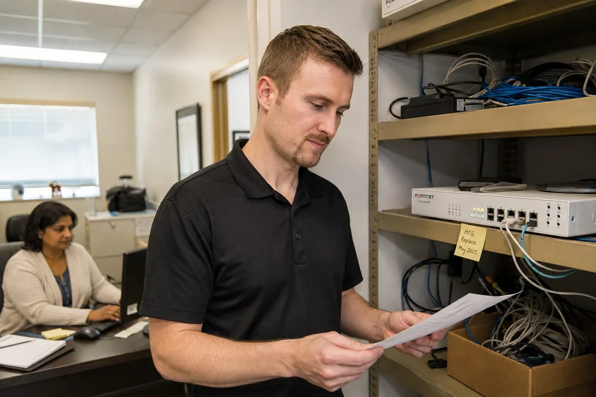 Reviewing network equipment and ownership records.