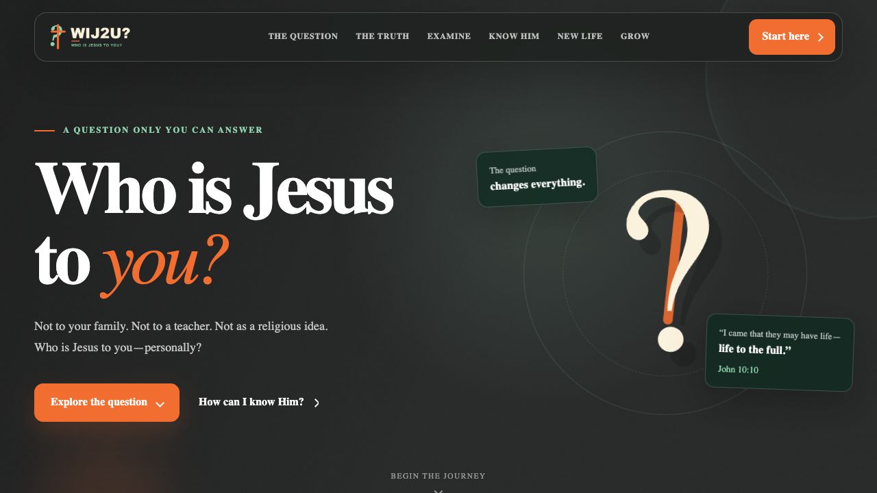 WIJ2U mission website homepage asking Who is Jesus to you